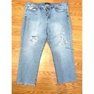 Torrid 20 - Distressed Boyfriend - women's denim blue jeans